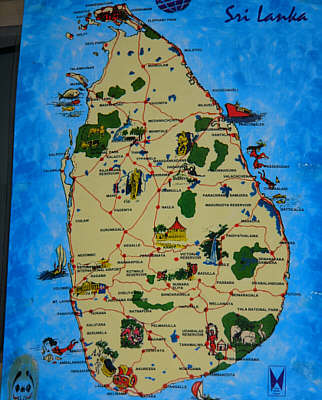 Karte der Insel Sri Lanka
