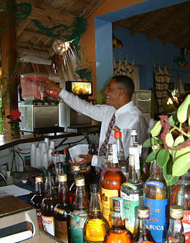 Barkeeper an der rechten Strandbar 'La Matica'
