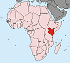 Karte von Afrika, Kenya rot markiert