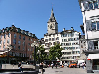 Der Weinplatz im Zentrum von Zürich, Schweiz