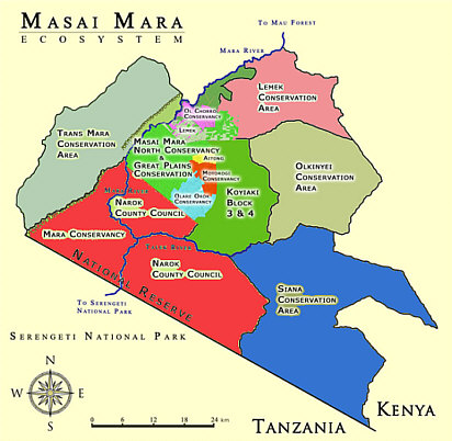 Karte des Maasai Mara Ecoystem